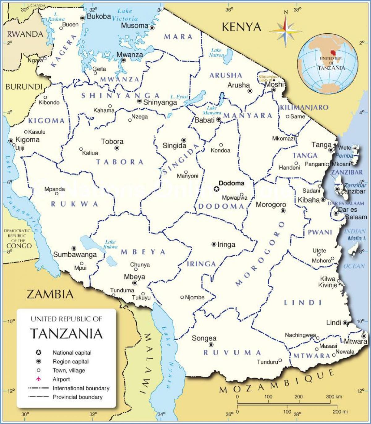 તાંઝાનિયા વહીવટી નકશો